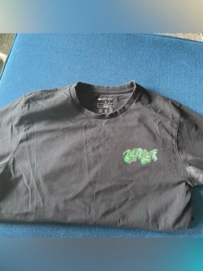 Black Short Sleeve Tee with Green Logo